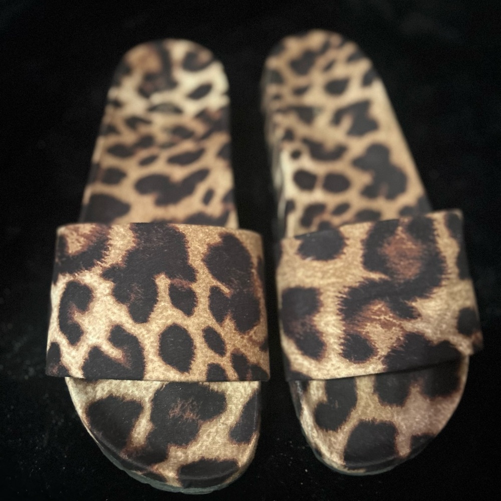 Zara Brown and black Sandals cheetah print slides